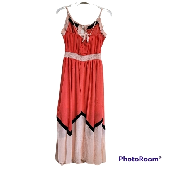Lucy Paris Peach And Orange-Coral Flowy Maxi Dress - Picture 3 of 10